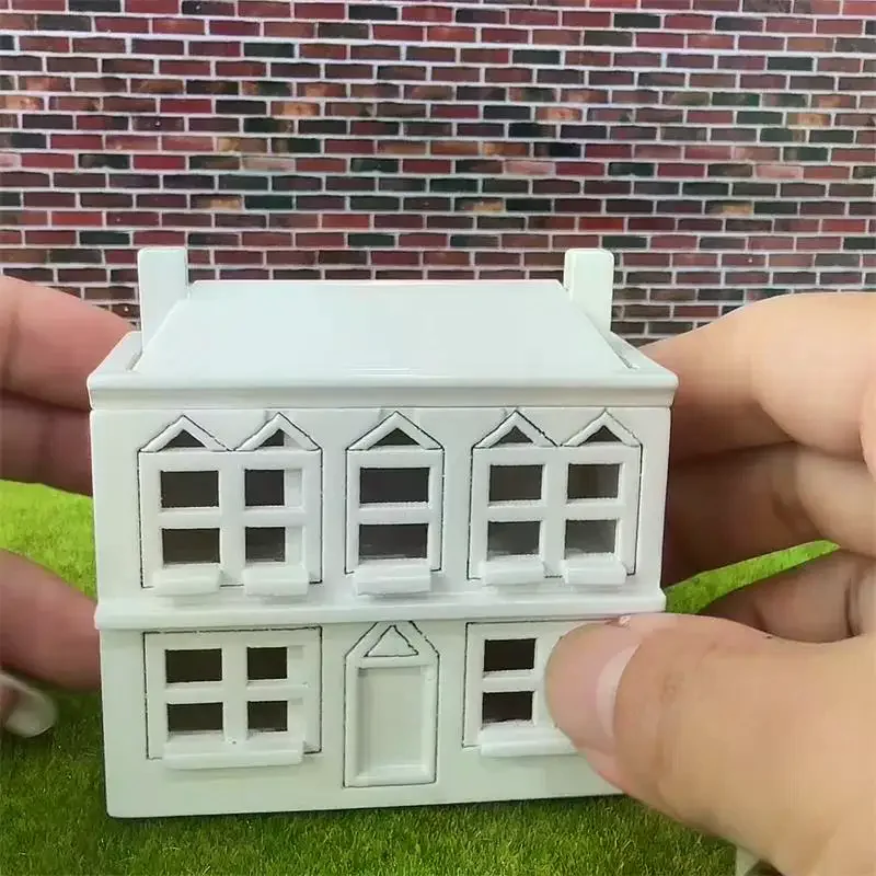 Maison de poupée miniature en bois blanc 1:12, Villa, petite maison modèle, décor de maison de poupée, Micro ornements de paysage, jouets de simulation, bricolage