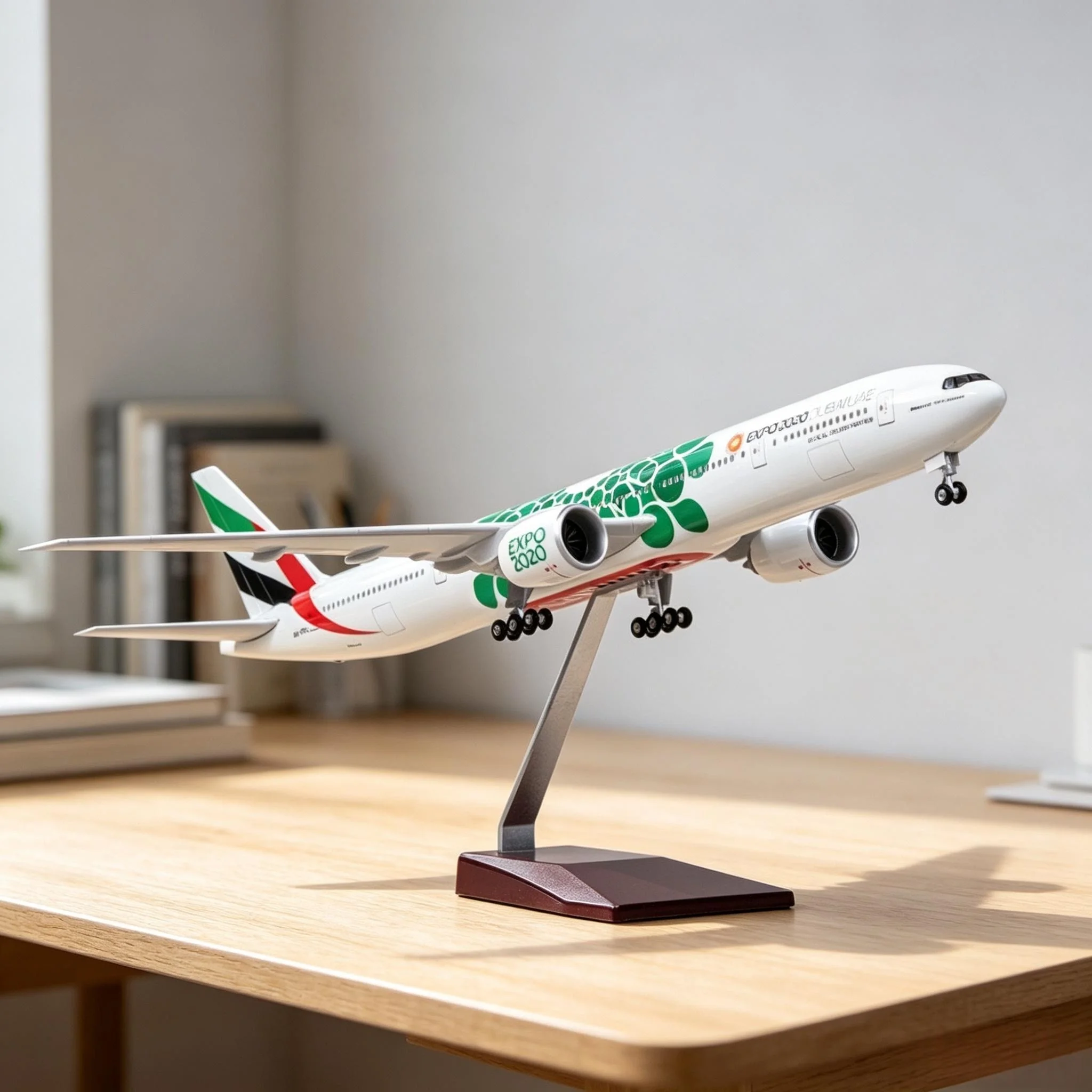 1:157 Scale Plane 47cm Boe-ing 777 Emirates Expo Airways B777 Diecast Airplane Model Collection Plastic Model Display Decoration