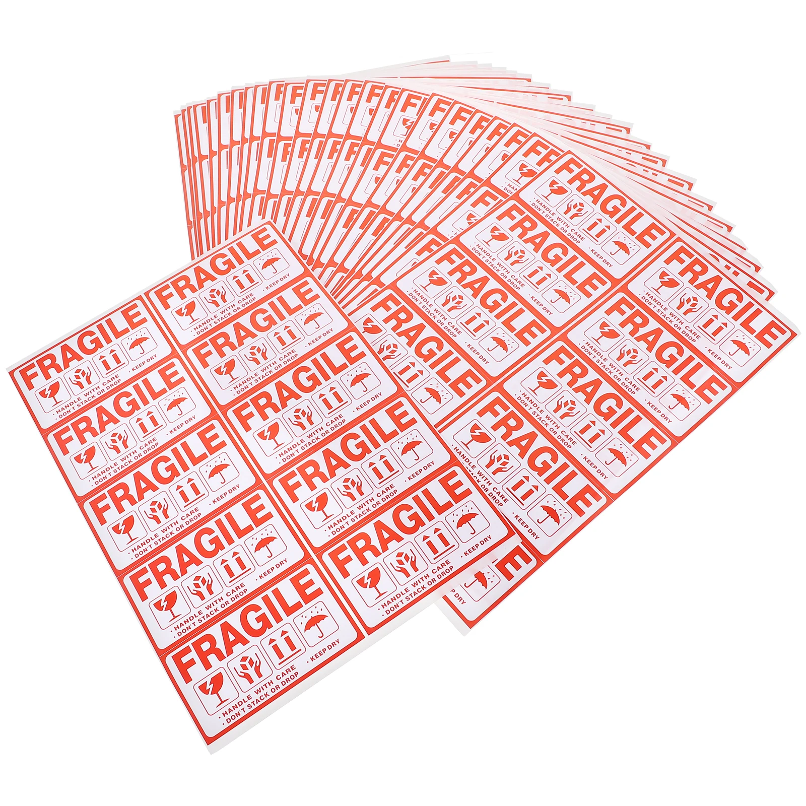 

20 Sheets Fragile Warning Labels Shipping Stickers Accessories Self-adhesive Copperplate Red and White