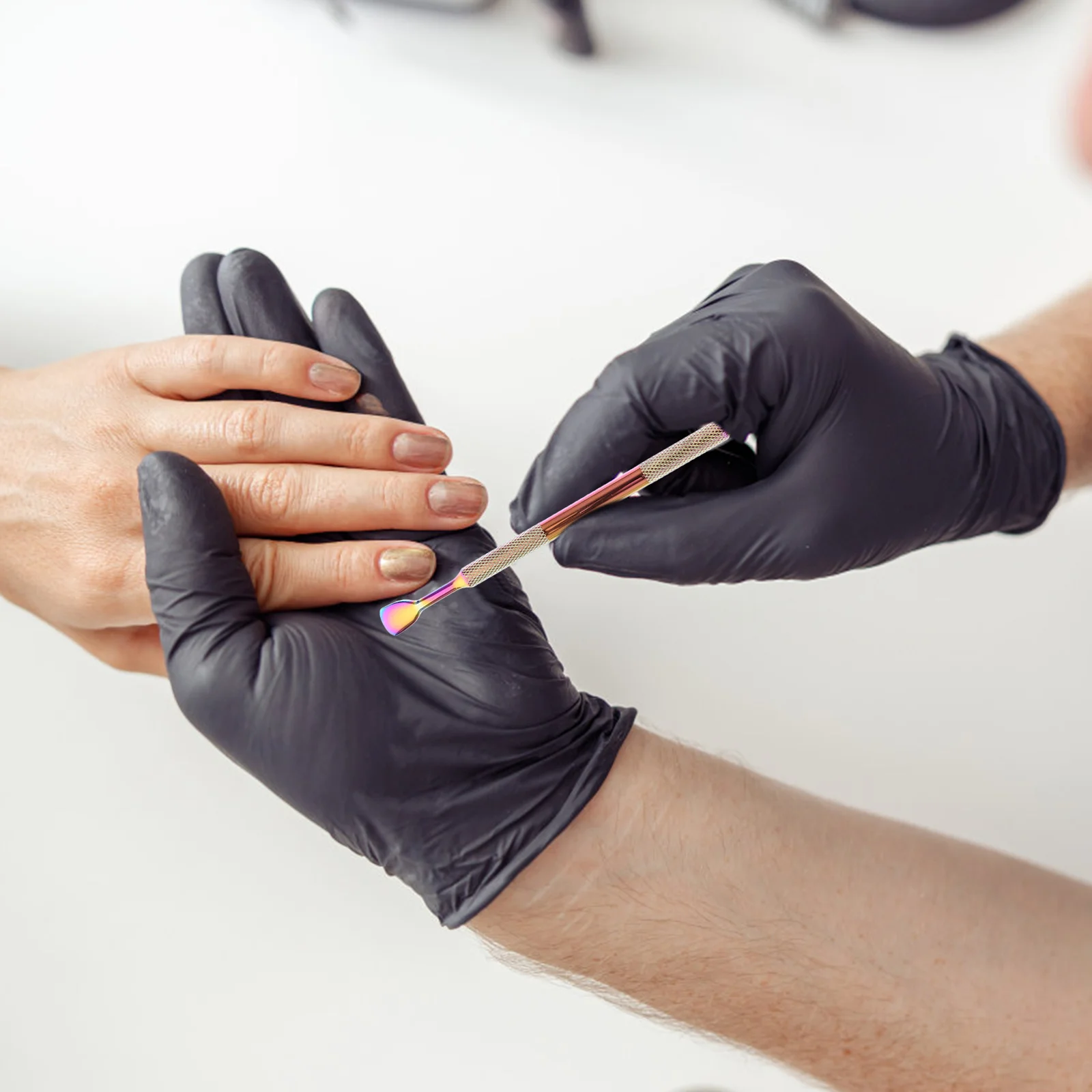 2Pcs Edelstahl Nagel Werkzeuge Häutchen Pusher Dead Skin Remover Maniküre Pediküre Nagel Reinigung Werkzeug Metall Häutchen Reinigung