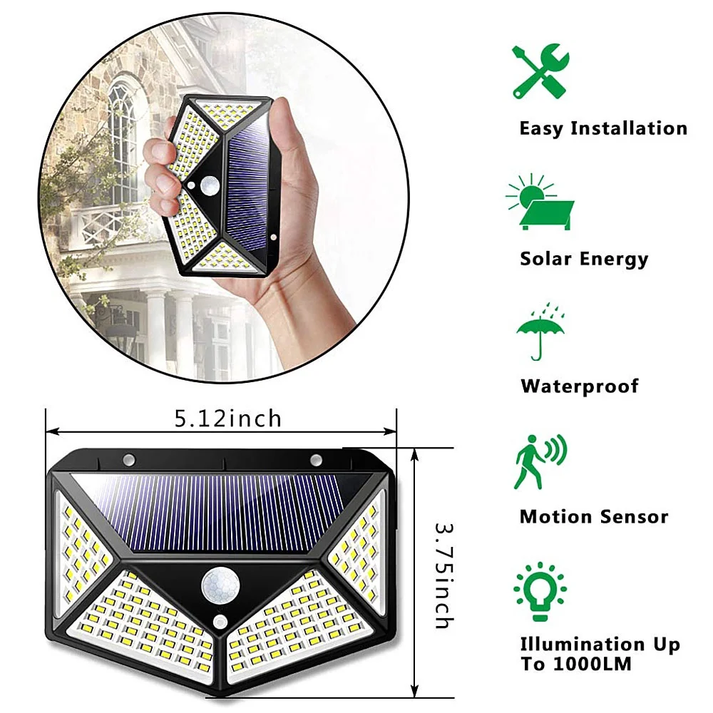 LED Solar Light 20/30/100 Leds 3 Modes Solar Motion Sensor Light Outdoor Solar Lamp Waterproof Security Garden Street Wall Lamp