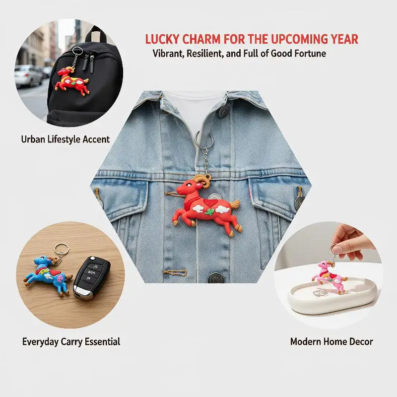Cartoon Animal Goat Silicone Keychain Colorful Lightweight Pendant Durable Decor for Backpack Keychain Animal Lovers Daily Use