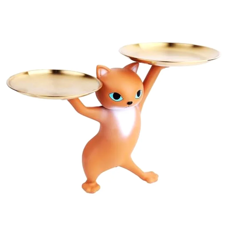 ABXF-Cat-поднос для декора, смоляный поднос для декора кошек для конфет, ювелирных изделий, серег, колец, брелок для ключей, отлично подходит для прихожей, домашнего декора Dura