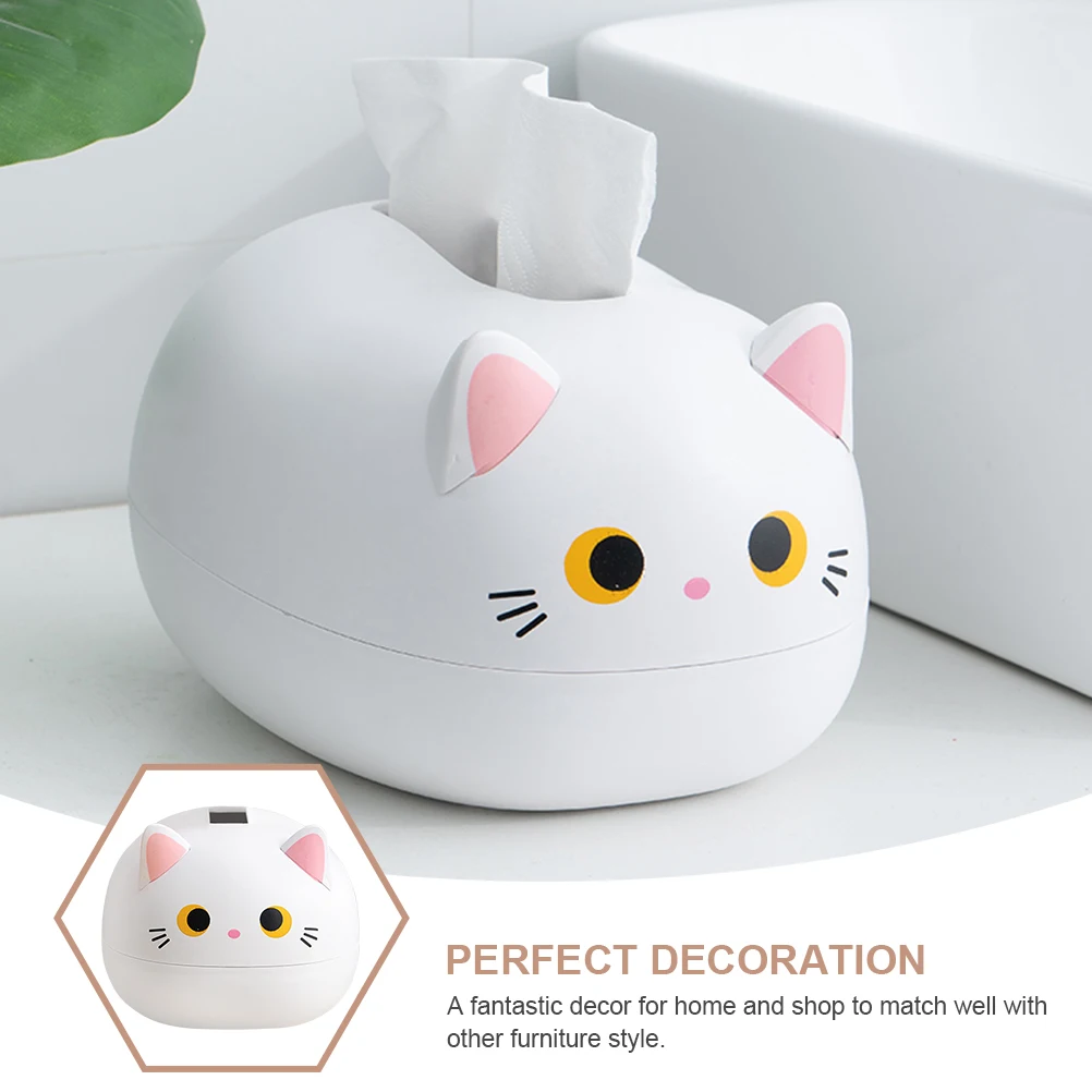 

Tissue Box Decoration Paper Holder Supply Desktop Dispenser Bracket Cartoon Cat Decorative Napkin Abs Accessory