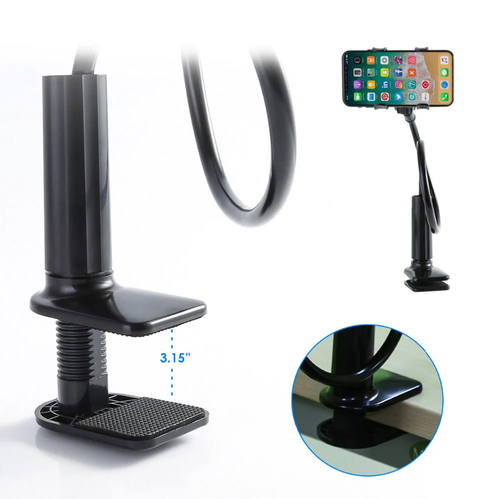 Soporte Universal Flexible con abrazadera de montaje en cuello de cisne, soporte para teléfono perezoso de brazo largo para iPhone Anroid, teléfono móvil, cama, escritorio, soporte para teléfono