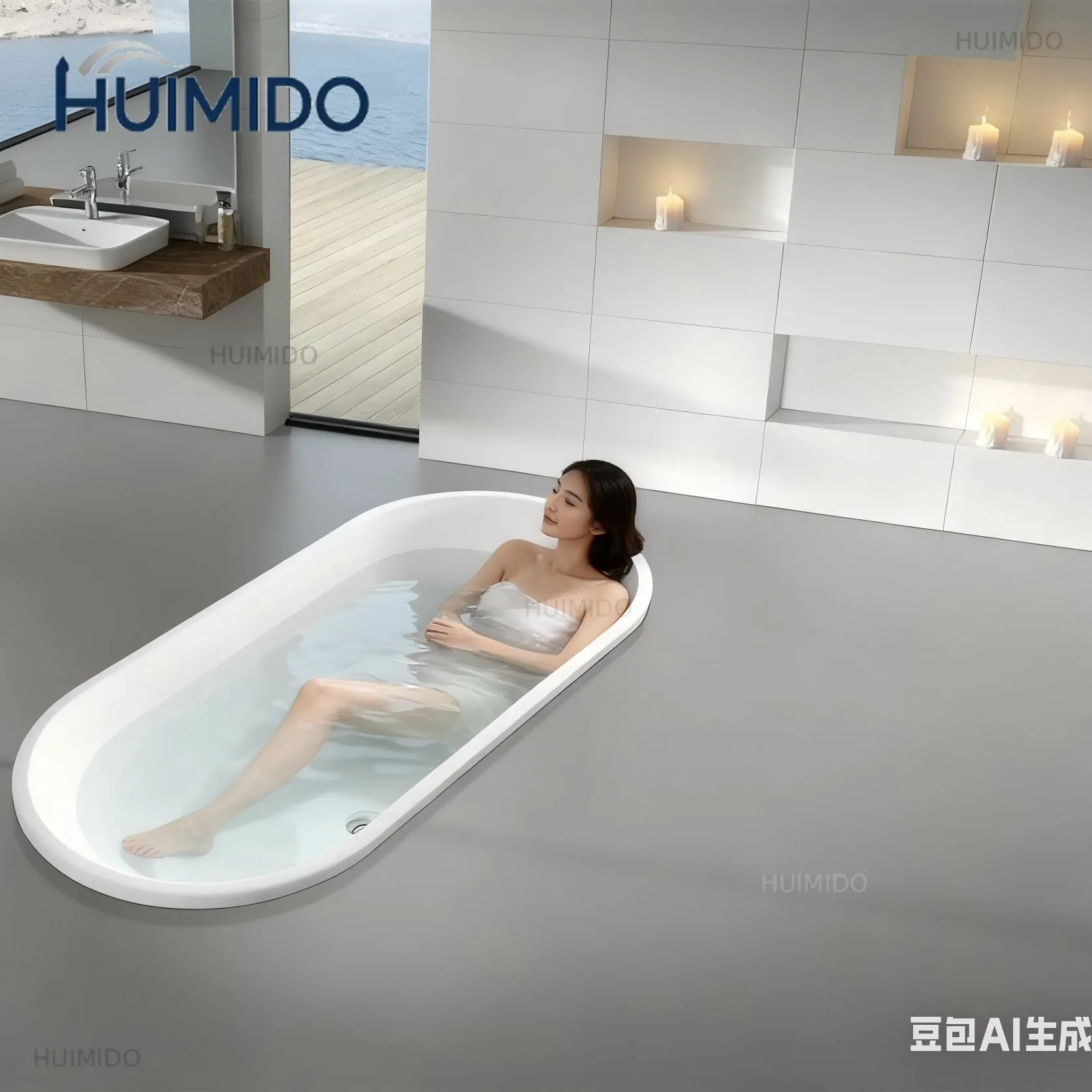 Qianshengjia embedded bathtub hotel acrylic rectangular surf massage thermostatic bathtub with complete size specifications