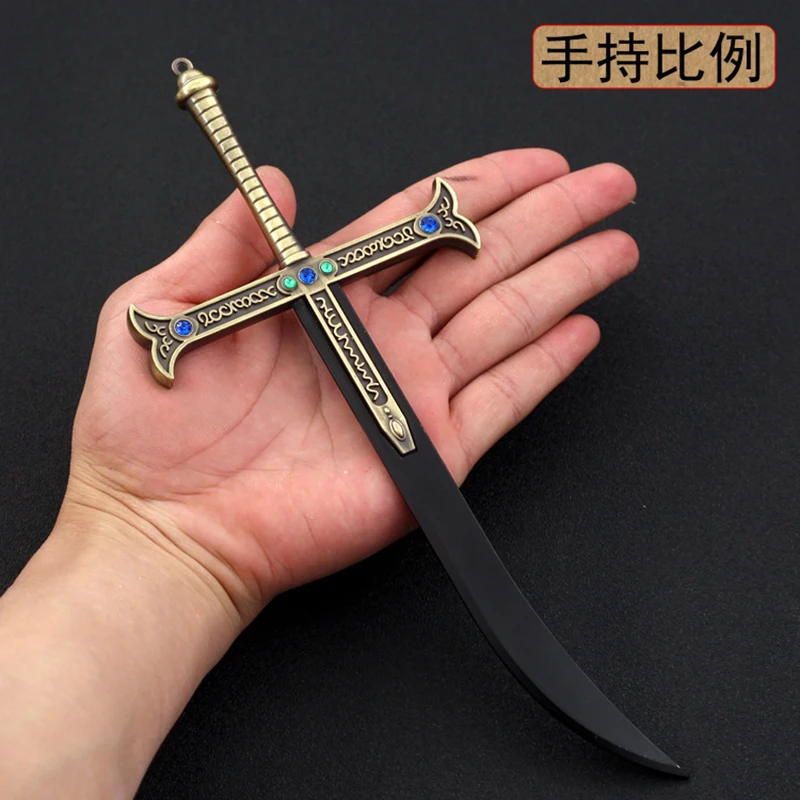 24cm Night Dracule Mihawk OP One Metal Blade Black Sword Piece Arma Modelo Anime Periféricos Juguete para Boy Kid 1/6 Doll Equipment Dropshipping