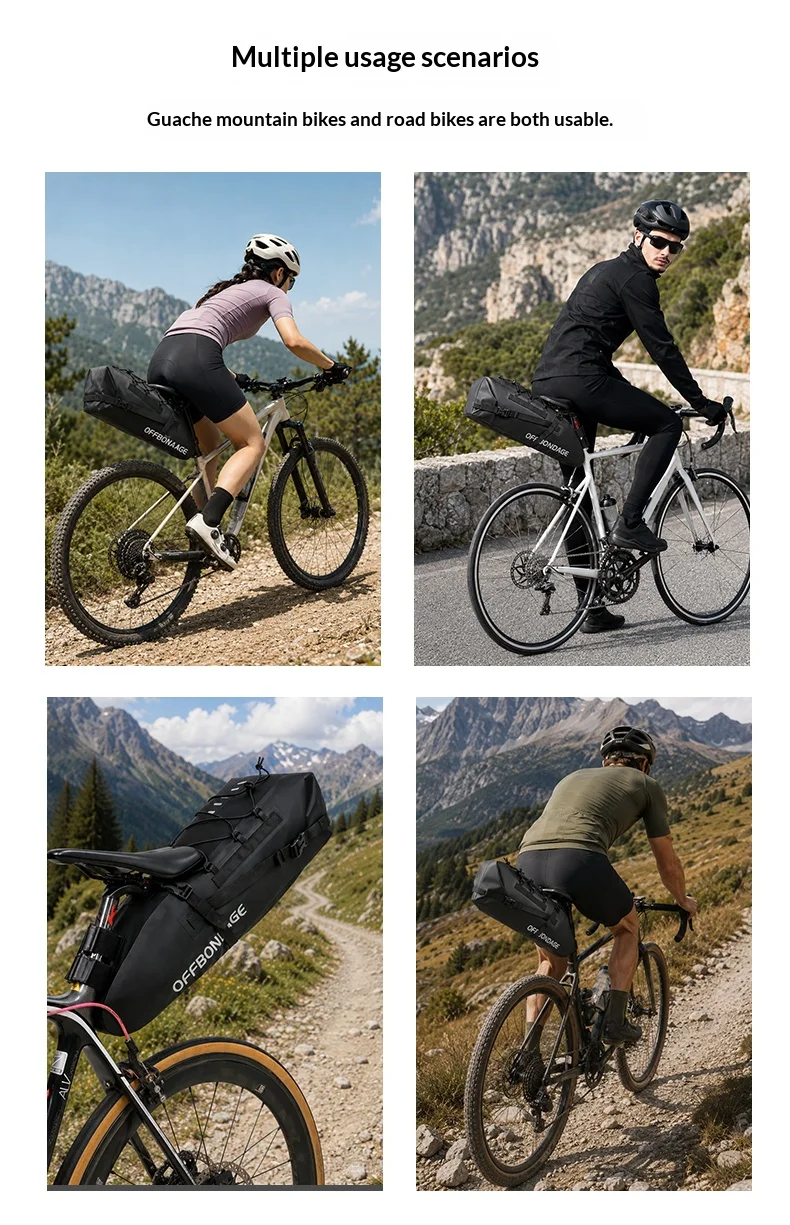 OFFBONDAGE 20L Wasserdichte Fahrradtasche Große Kapazität Fahrrad-Satteltasche Radsport-Hecktasche MTB Faltbare Gepäcktasche Rennrad-Tasche – Detail 9