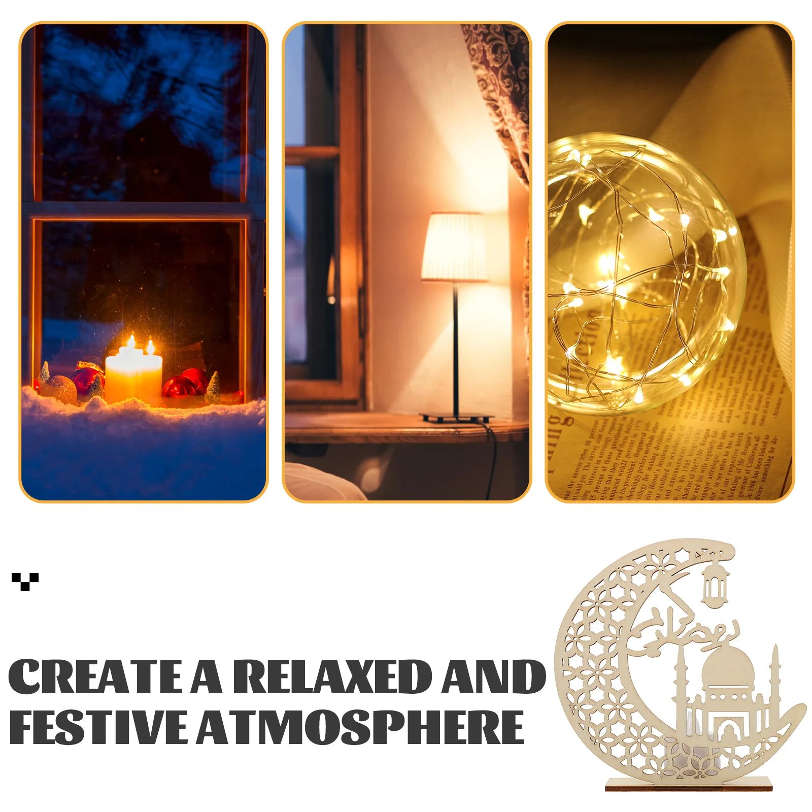 

Eid Wooden Moon Decorative LED Lamp Bedside Desktop Light Ramadan Festival Party Decoration Ramadan Lights Eid Lamp