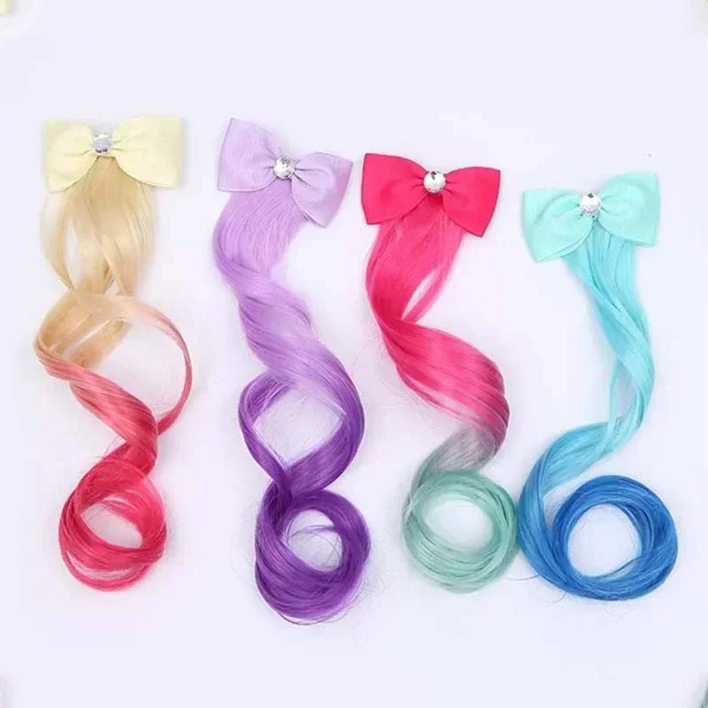 Gradiente arco grampos de cabelo para crianças, cocar bonito, cordas de cabelo rabo de cavalo, bebês meninas, peruca colorida, pigtail elástico headwear, crianças headwear, novo