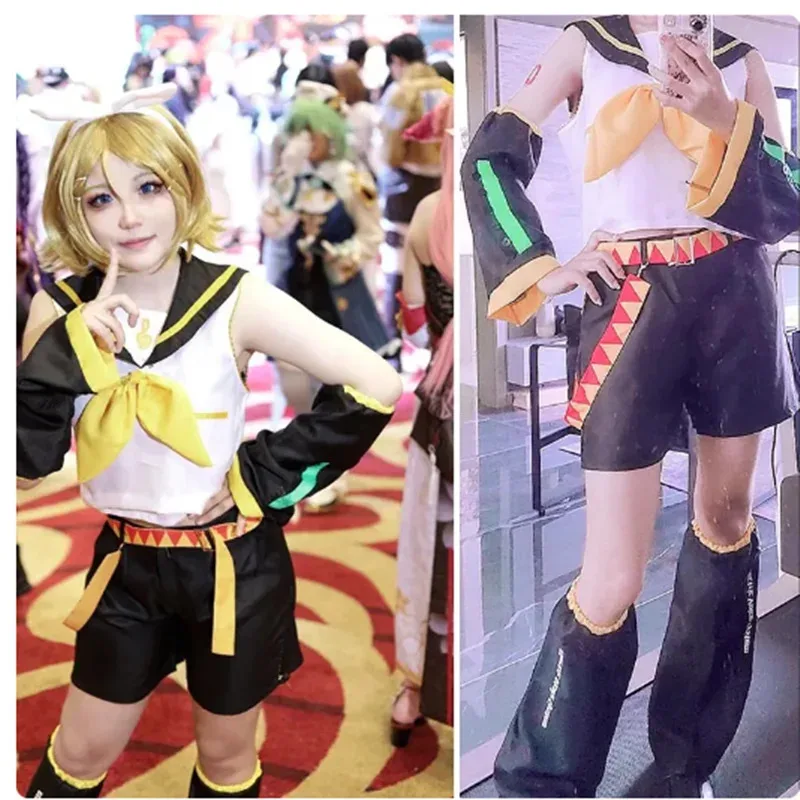 

Anime Kcagamine Rin Len Cosplay Costumes Brother Sister Uniform Halloween Party Yellow Wigs Christmas Gifts Tops Pants Clothes
