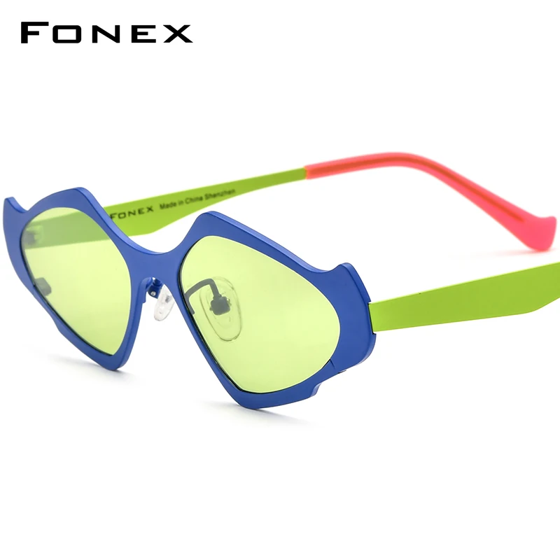 

FONEX Pure Titanium Sunglasses Men 2024 New Retro Vintage Cat Eye Polarized UV400 Sun Glasses for Women Shades F85811T