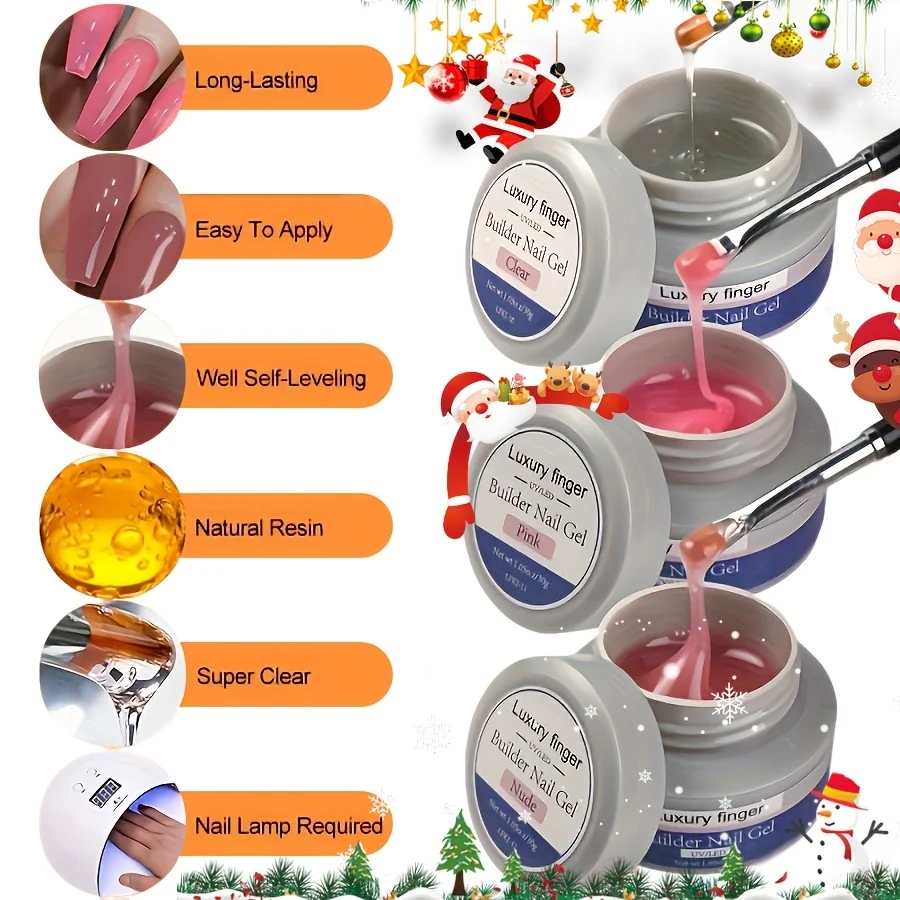 

Набор для наращивания ногтей: самовыравнивающиеся, долговечные твердые гели для укрепления, набор для восстановления поврежденных ногтей с прозрачным, розовым и нюдовым гелем.