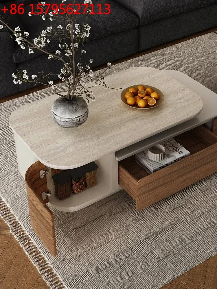 

Выдвижной журнальный столик из камня для небольшой квартиры, гостиной, дома, в стиле лёгкой роскоши и с высоким уровнем эстетики.