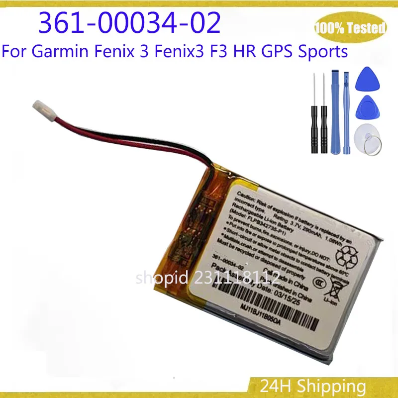Original Replacement Watch Battery 361-00034-02 For Garmin Fenix 3 Fenix3 F3 HR GPS Sports Watch 290mAh + Tools