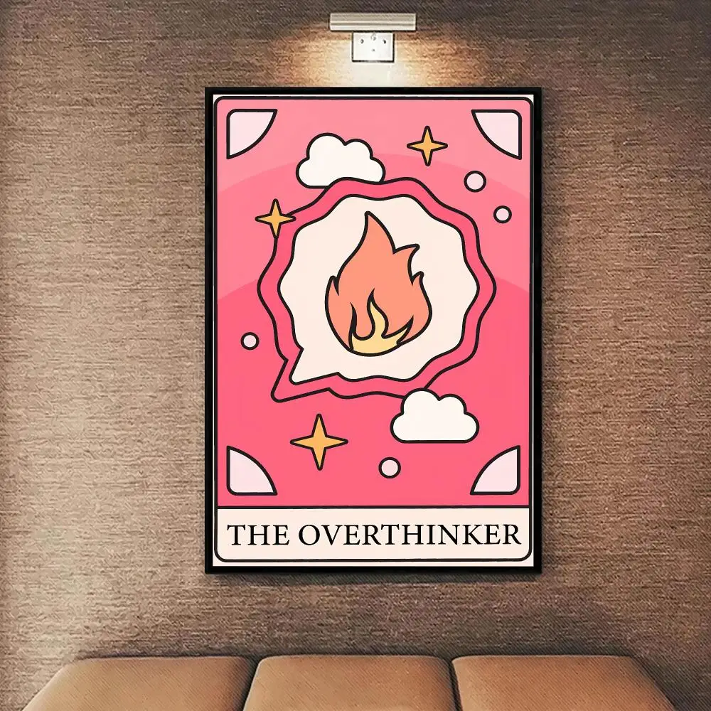 The Overthinker Tarot HD Wall Art Poster Funny Anxiety Tarot Card Mystical Retro Mental Wellness Bedroom Home Decor Gift