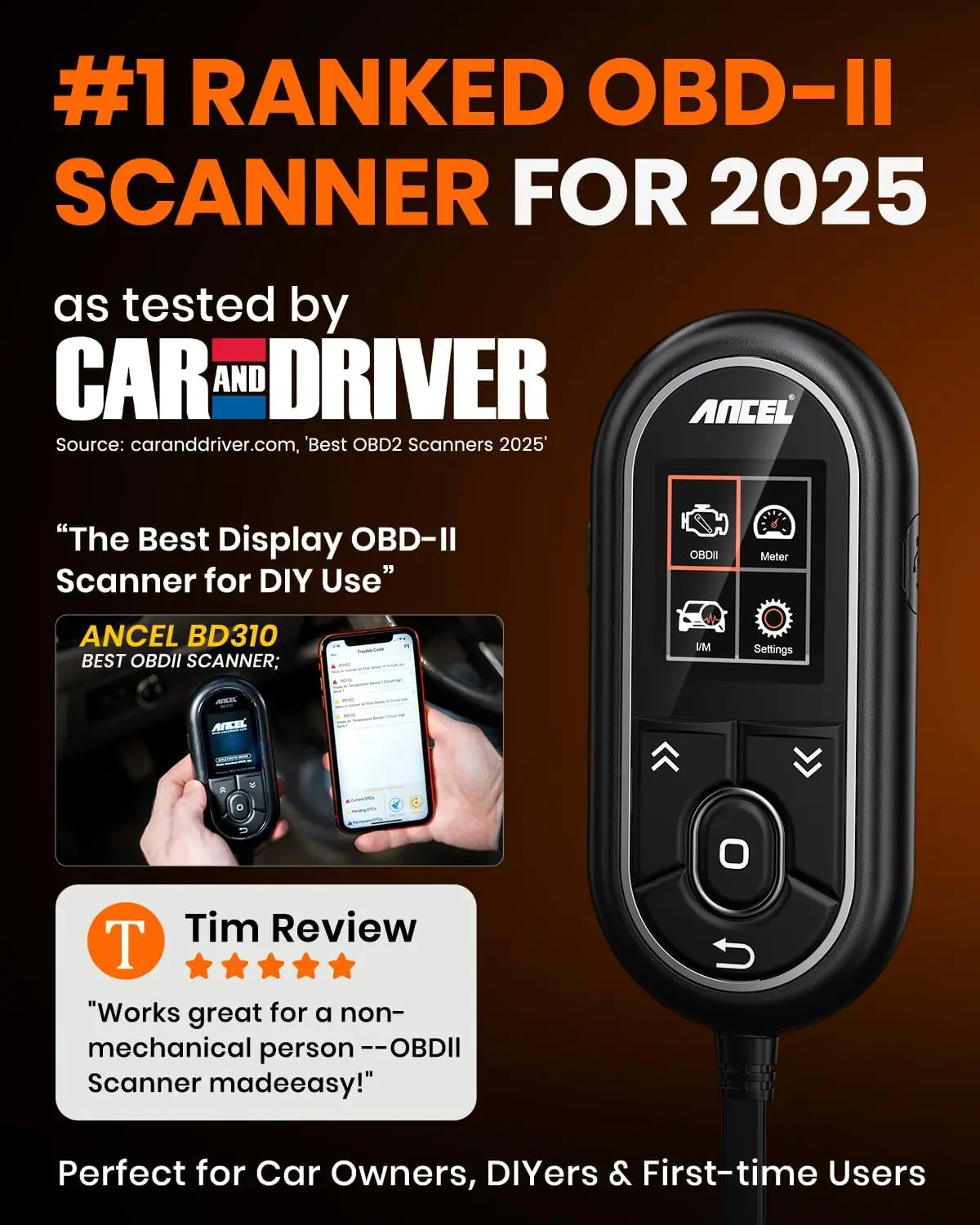 الماسح الضوئي BD310 Obd2 مع اختبار البطارية، تحليل الرحلات، بلوتوث لنظام Android وiPhone - يعمل مع جميع المركبات في عام 1996+ #2