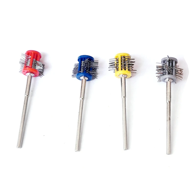 

4Pcs Pro Texturning Brushes Professional Polishing Grit Mounted Matt Wire Brush Jewelry Brush With Handle