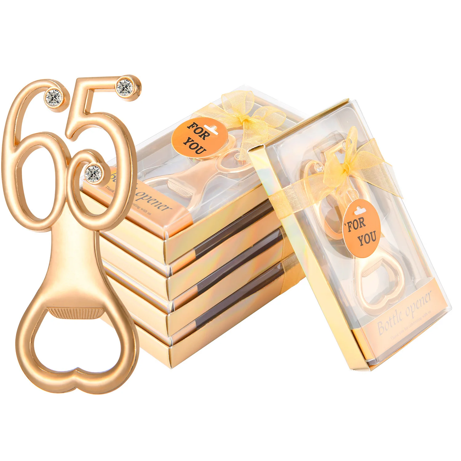 60pcs Party Gift Gold Number 65 Bottle Opener Activity Gift Beer 65 Bottle Opener