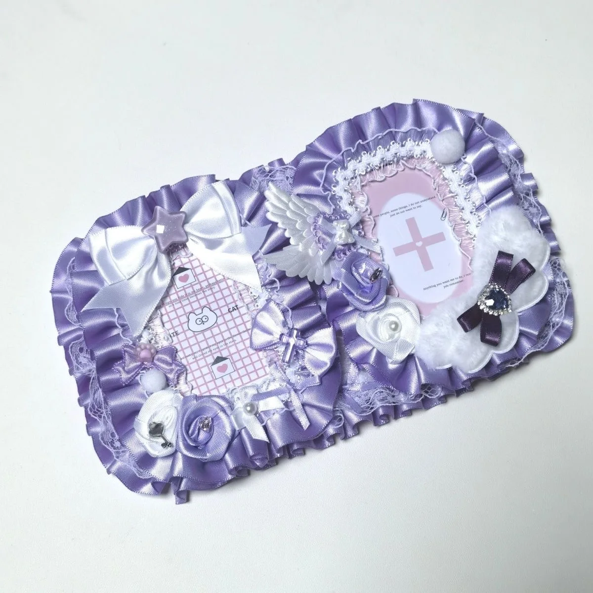 Purple 20*10cm Pink 22*13cm Ita-Board Two Badge Holders Ita Bag Accessories Lolita Style Lace Bow Ita Bag Insert Inner Bag