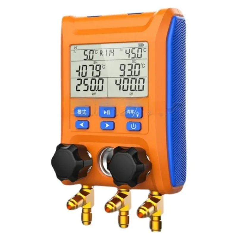 LMG-10 Digital Manifold Gauge HVAC Pressure Gauge AC Tools 2-Way Valve Air Conditioning Refrigeration System Leak Tester