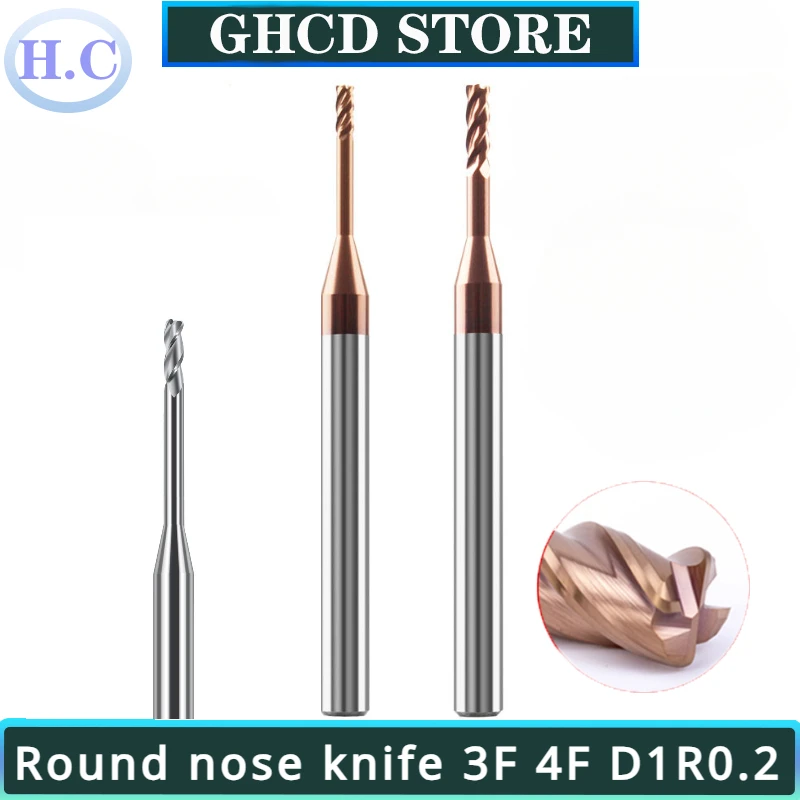 

HRC60 4/3Flute Solid Carbide Long Neck Bull Nose Milling Cutter Deep Groove Round Endmill R-Angle Small Diameter Min R0.1 R0.2