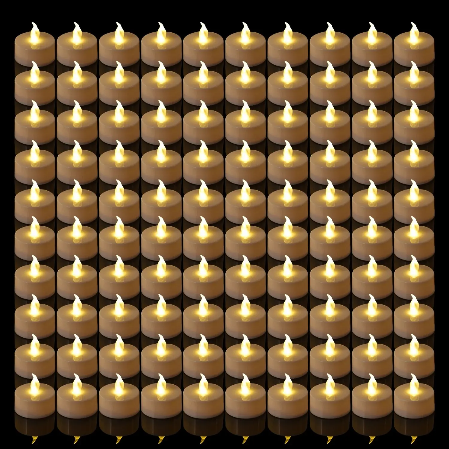 Candlium 100 Pack Warm Yellow Flameless LED Tea Lights Candles Battery Operated 200+ Hours For Votive Aniversary Wedding Decor