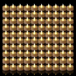 Candlium 100 Pack Warm Yellow Flameless LED Tea Lights Candles Battery Operated 200+ Hours For Votive Aniversary Wedding Decor