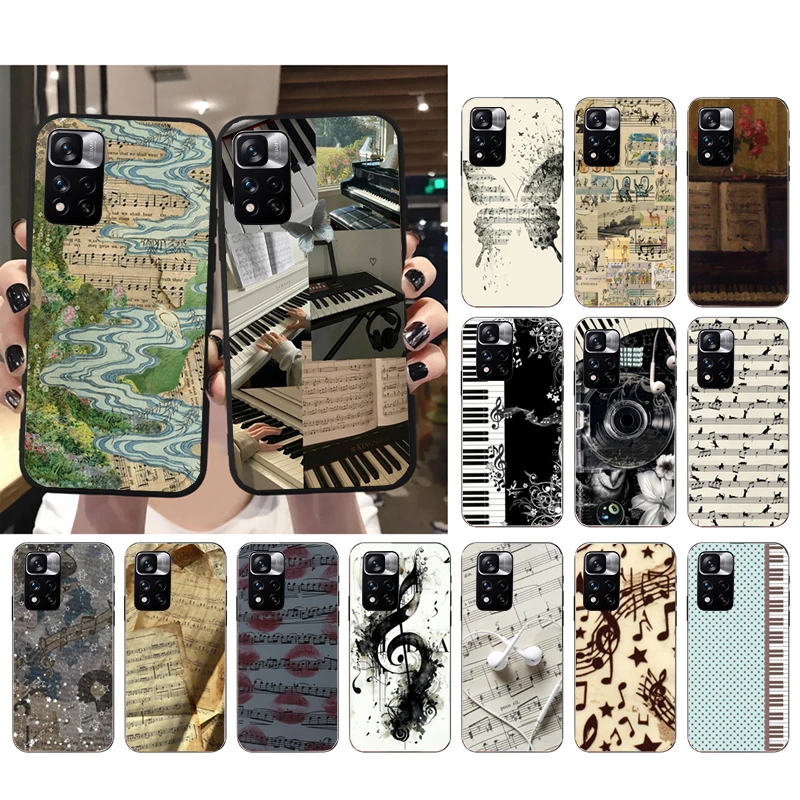 

Phone Case For Xiaomi Poco C71 15T 14T Pro Redmi note 15 14 14 13 Pro Redmi A5 15C 13C music sheet Piano