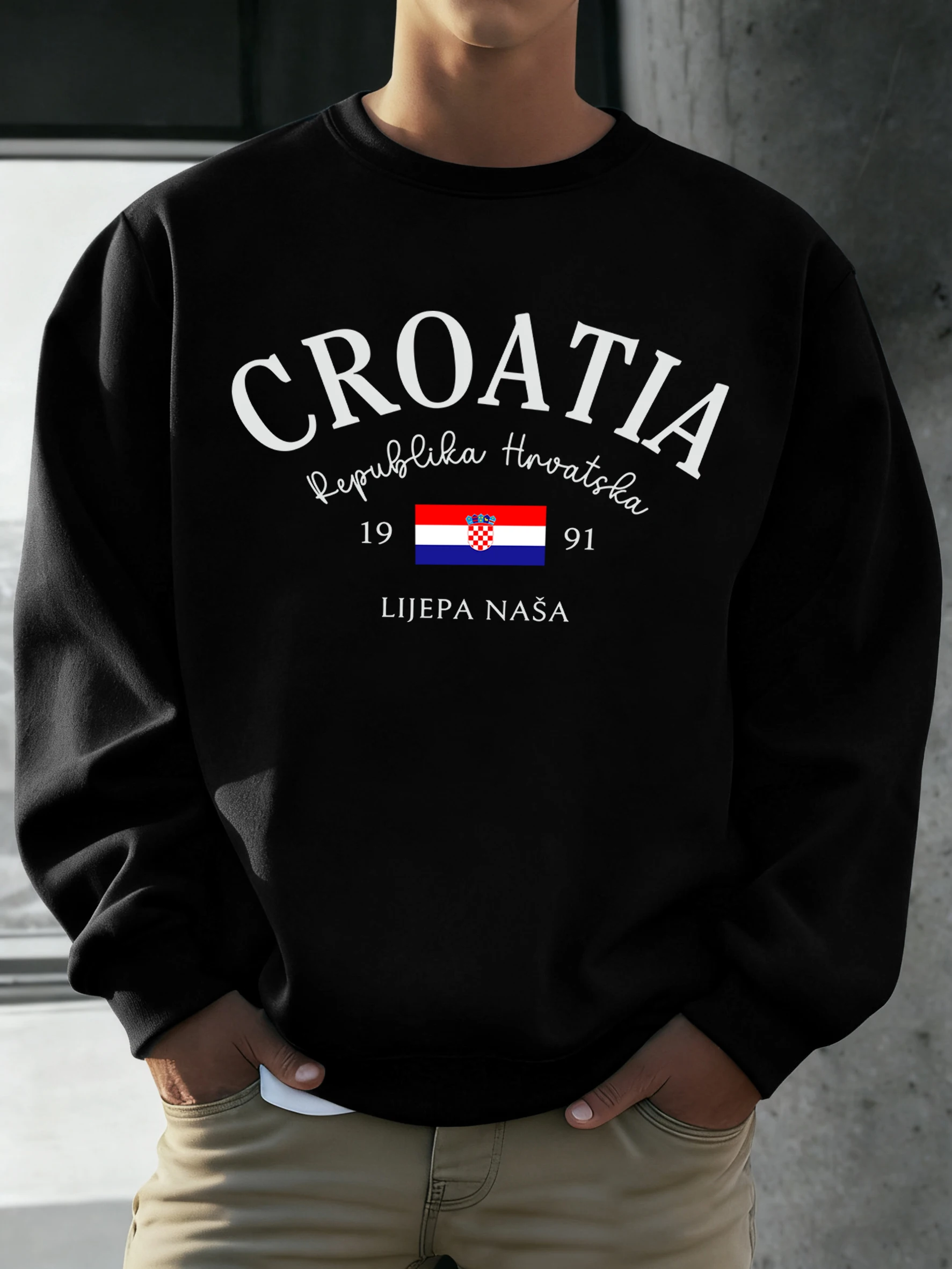 

Croatia Republika Hrvatska 1991 Pattern Man Sweatshirt Casual Loose Long Sleeve Hip Hop Fashion Pullovers O-Neck Fleece Clothing