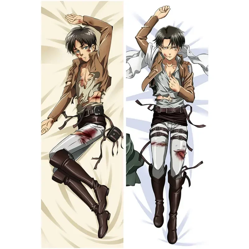 60X180cmanime Attack On Titan Cover Levi Ackerman Pillowcase Cool 3D Two-Sided Bedding Hing Body Pillow Case Customize