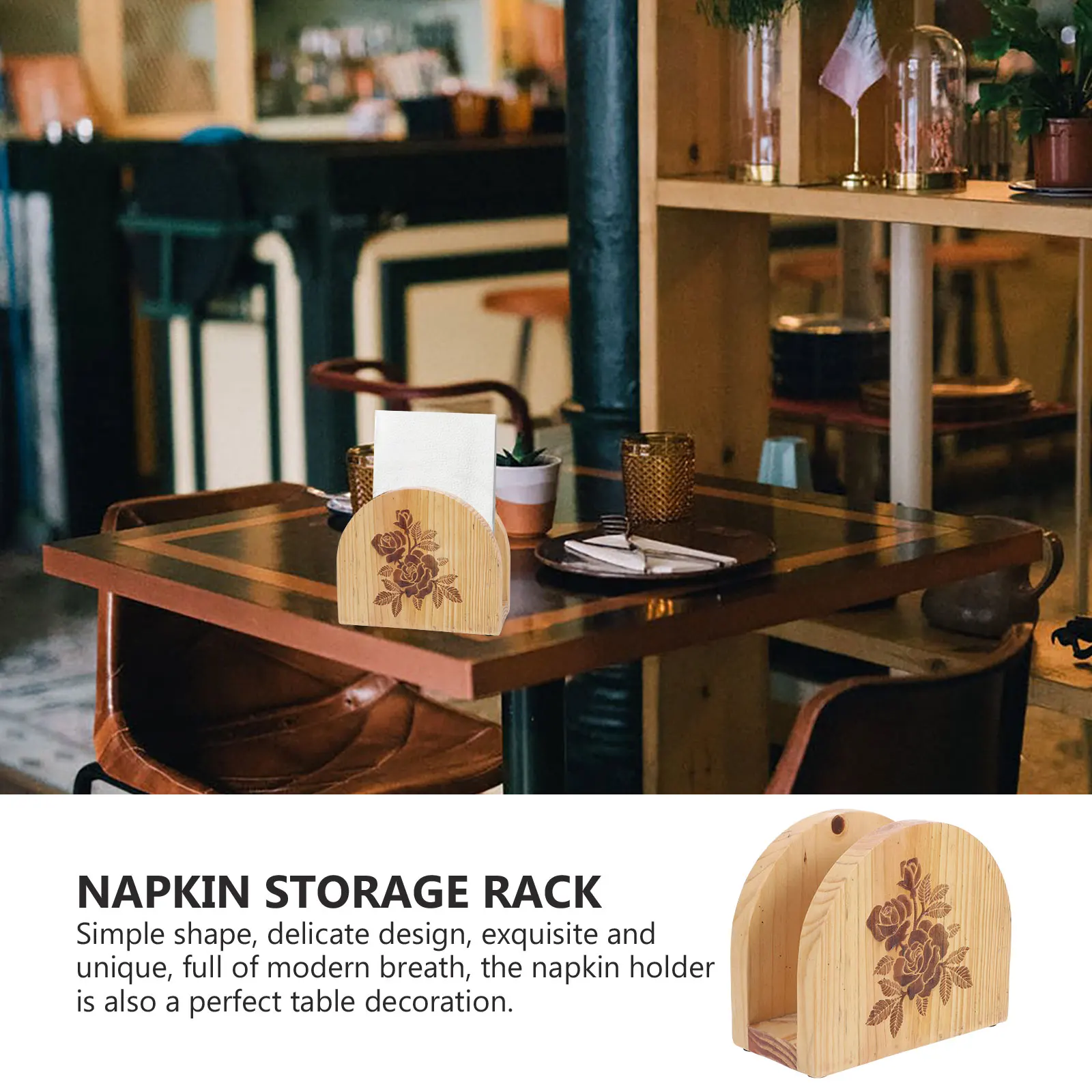 

Wooden Napkin Holder Rustic Farmhouse Style Kitchen Tabletop Tissue Stand Napkin Rack For Home Restaurant Decor