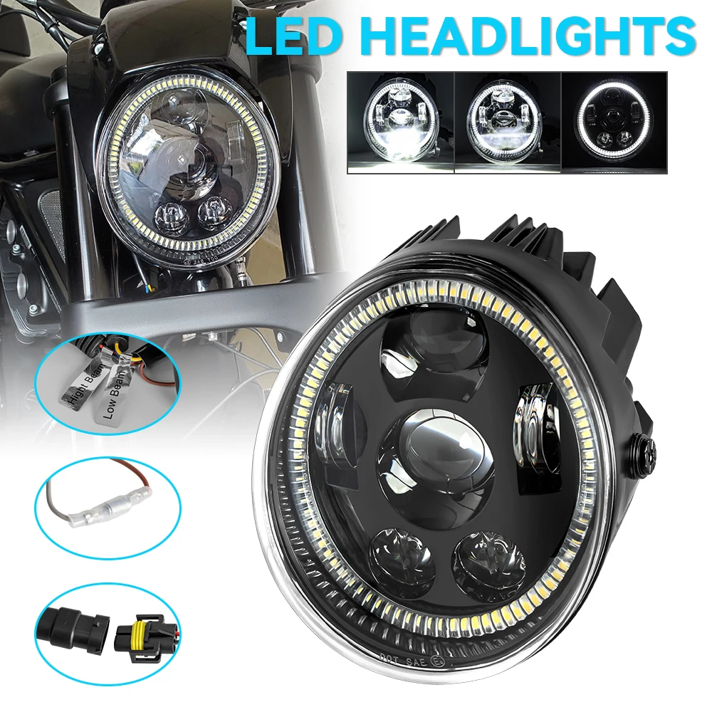 

For V Rod VRSCF VRSC VRSCR 2002-2017 60W Vrod LED Front Headlight HI/Low Beam Motorcycle Headlamp