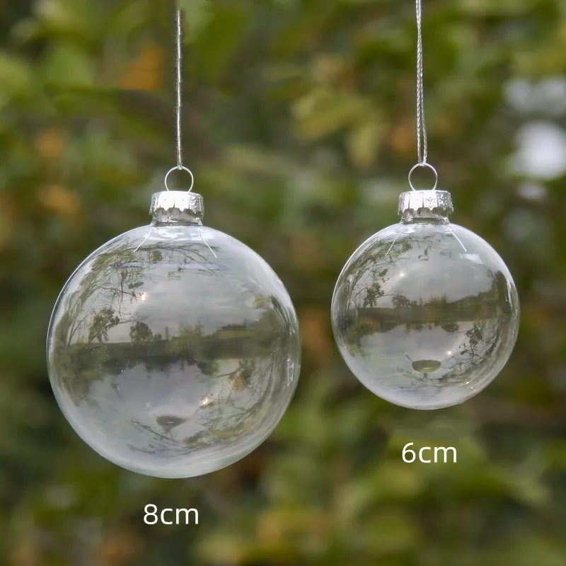 

Free Shipping 8pcs/pack Diameter=6cm 8cm 10cm 12cm 15cm Transparent Glass Globe Home Decoration Christmas Day Hanging Pendant