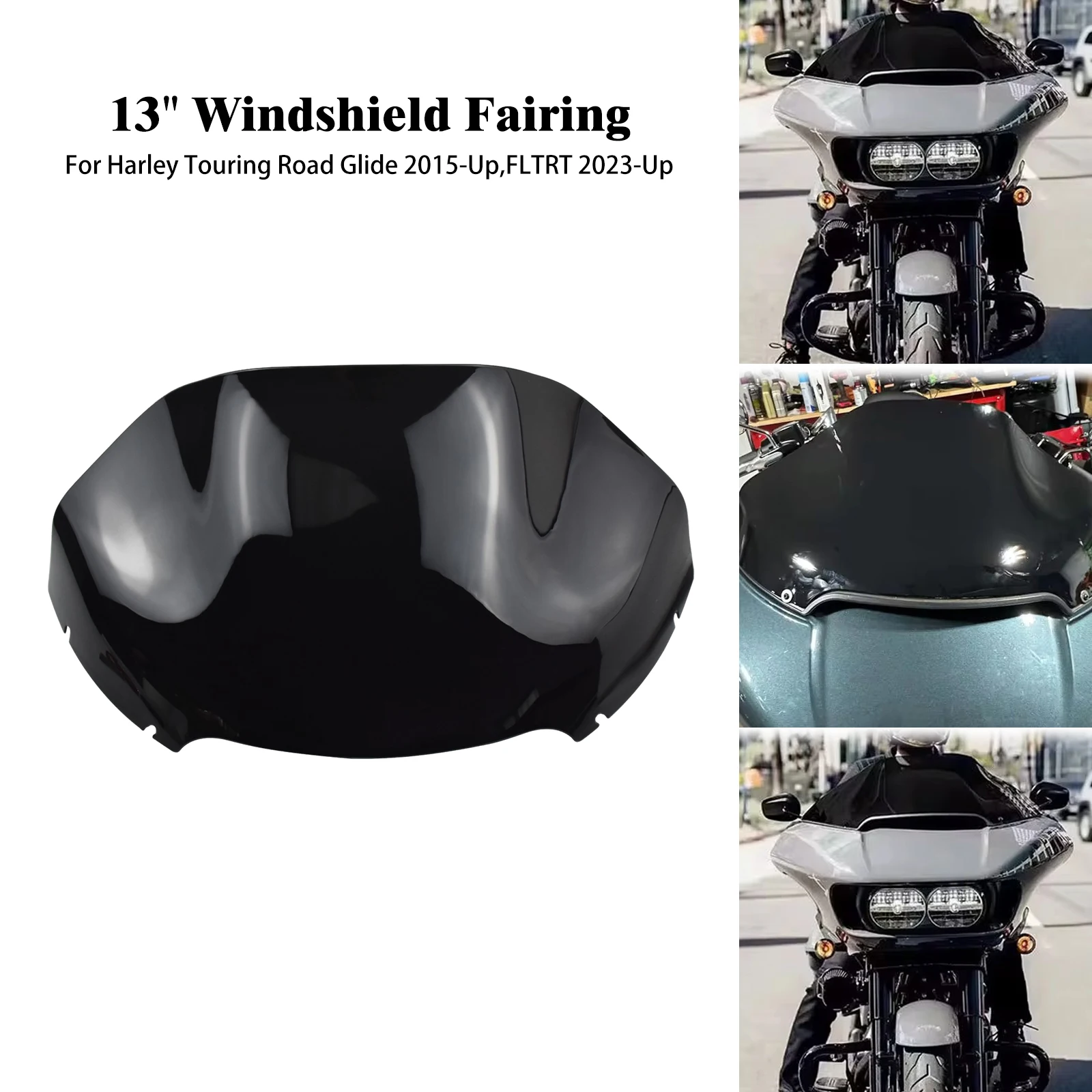 Motorcycle 13''Windshield Windscreen Fairing Cover Black For Harley Touring Road Glide Special FLTRT FLTRU FLTRX Limited 15-2024
