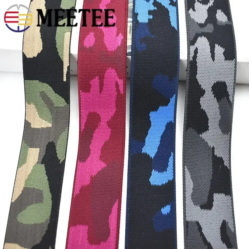 2/5Meters 38mm Camouflage Elastic Bands Jacquard Ribbon Belt Clothing Bra Pants Belts Stretch Rubber Band DIY Sewing Accessories