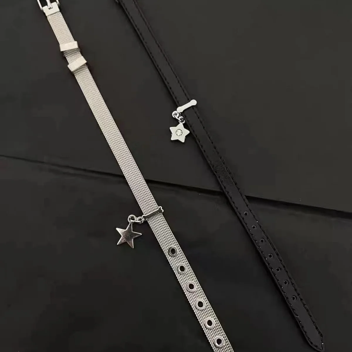 الفولاذ المقاوم للصدأ Y2K دلاية شكل نجمة حزام على شكل أساور للنساء الرجال Harajuku الشرير كول المعادن الخماسي أساور العصرية مجوهرات