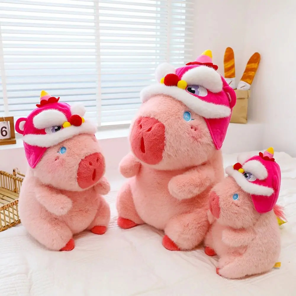 

Lion Dance Hat Capibara Plush Toys Pink Capybara Long Hair Capibara Anime Fluffty Toy Cute Simulation Pink Capibara Plush Doll