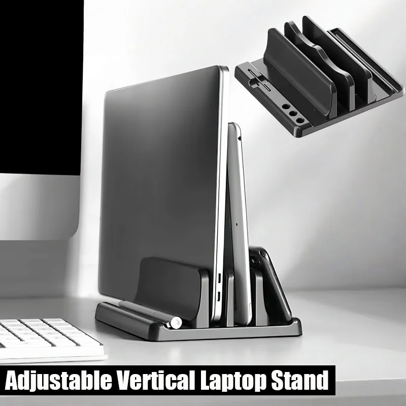 Vertical Laptop Stand,Adjustable Multi-functional Tablet Holder for Pens/Notebooks/Smartphones/Macbook/Ipad/Tablets/Laptops