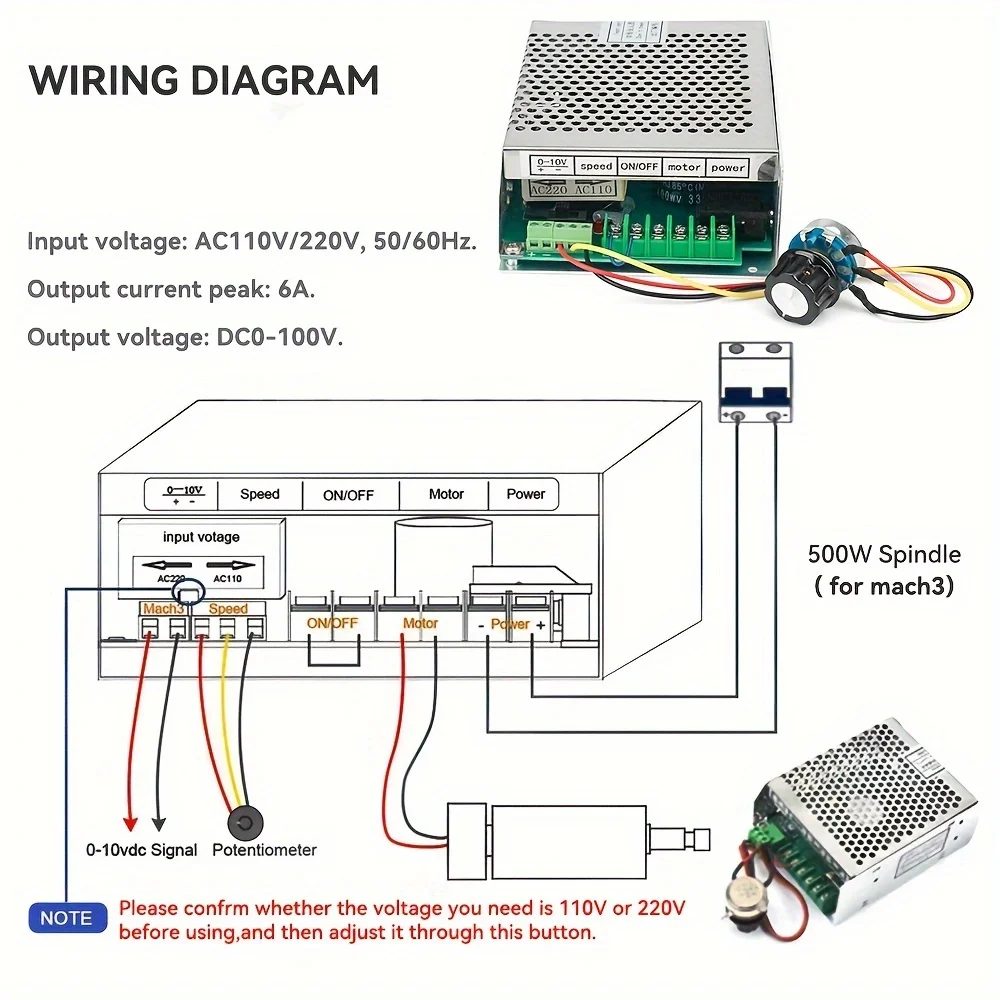 MACH3 Switching Power Supply AC 110V 220V to DC 0-100V Power Supply Source Adapter for CNC Spindle Motor