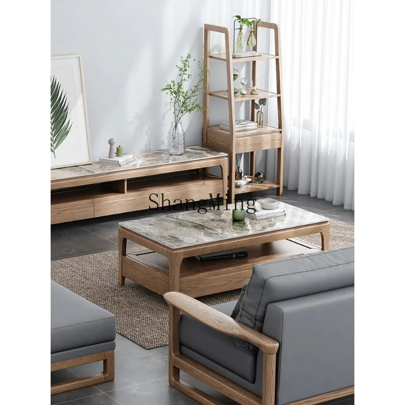 CL wood floor rack, storage rack next to living room TV cabinet, multi-layer display rack