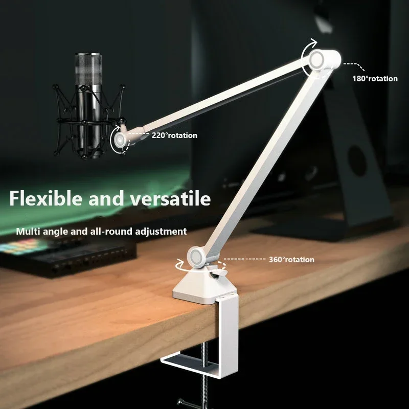 Extendable Recording Microphone Holder Suspension Boom Scissor Arm Stand Holder with Microphone Clip Table Mounting Clamp