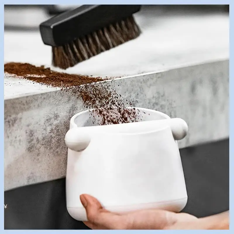 

EAS-Coffee Knock Box With Rubber Knock Bar Large Espresso Grounds Container Non-Slip Waste Coffee Grounds Dump Bin