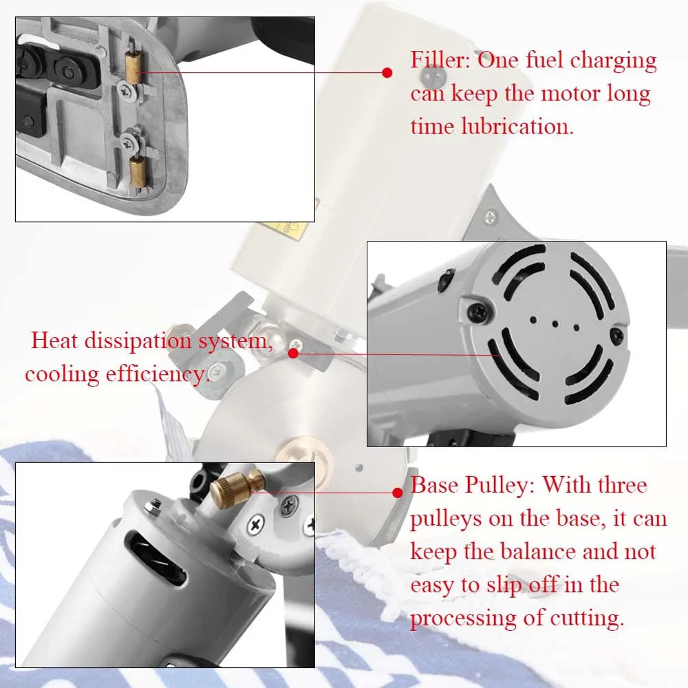 Electric Portable Low-Noise Lightweight Cloth Cutter Fabric Round Cutting Machine TY-90B for Clothing Leather Products Artware