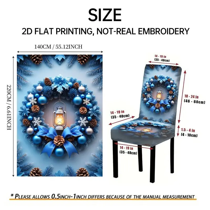Elastic Chair Cover Outdoor Garden High Back Chair Cover, Blue Snowflake Pattern, Restaurant Chair Cover Set