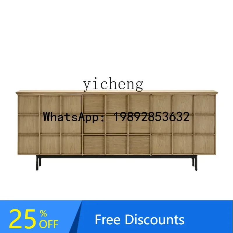 

LYY Nordic Expression French Retro Chic Style Oak Drawer Sideboard Cabinet