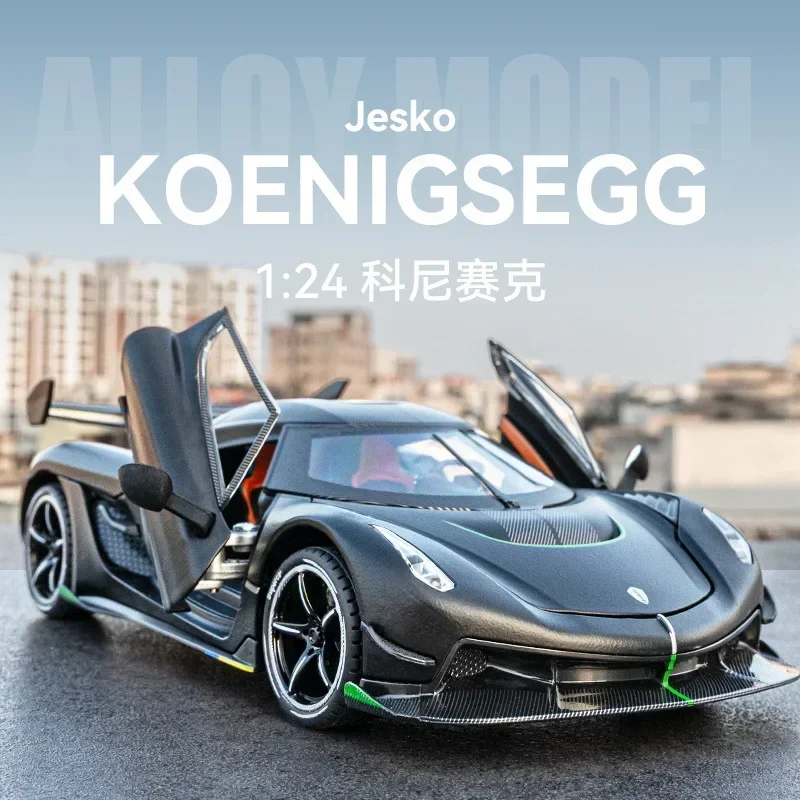 1:24 Koenigsegg Jesko samochód sportowy symulacja odlewany metalowy stop Model samochodu dźwięk światło wycofać kolekcja zabawek dla dzieci prezenty C503