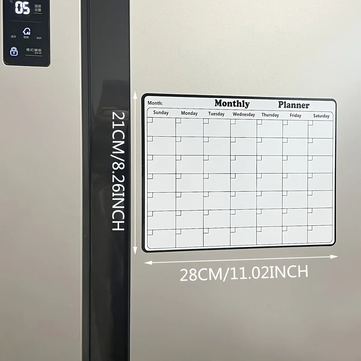 1pc Magnetic Refrigerator Erasable Calendar, Monthly Calendar Board, Message Board, Notepad, Refrigerator Sticker