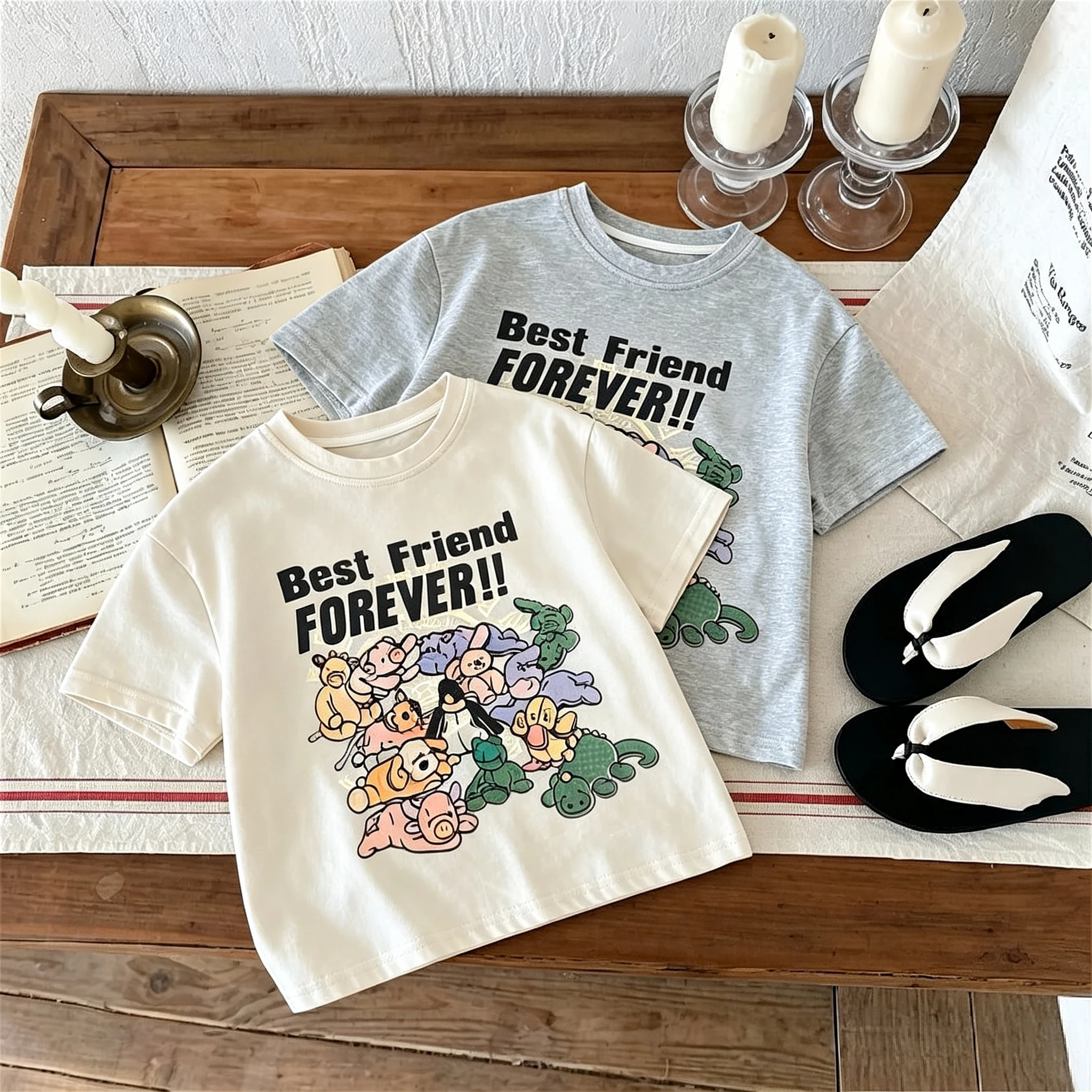 1-7 Age Children's Wear Tops Tees Summer Clothing Simple Fashion Kids Short Sleeve Tshirts Boys Girls Casual Versatile T-shirt
