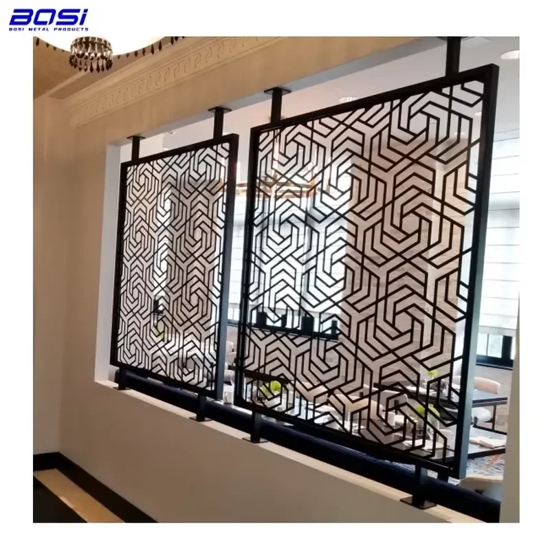 Modern Stainless Steel Aluminum Curve Cut Metal Room Divider Indoor/Outdoor Decorative Screen Partition Brass Design
